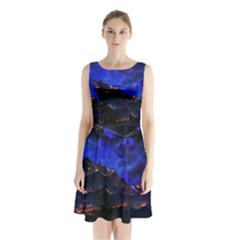 Landscape Sci Fi Alien World Sleeveless Waist Tie Chiffon Dress by Pakrebo