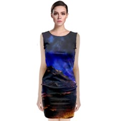 Landscape Sci Fi Alien World Sleeveless Velvet Midi Dress by Pakrebo