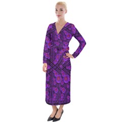 Spheres Combs Structure Regulation Velvet Maxi Wrap Dress