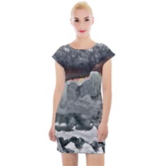 Mountains Scene Landscape Cap Sleeve Bodycon Dress by Pakrebo