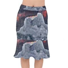 Mountains Scene Landscape Mermaid Skirt by Pakrebo