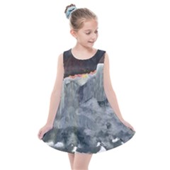 Mountains Scene Landscape Kids  Summer Dress by Pakrebo