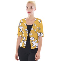 Whistling Sparrow - On Yellow - By Larenard Studios Cropped Button Cardigan by LaRenard