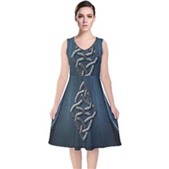 The Celtic Knot V-neck Midi Sleeveless Dress  by FantasyWorld7