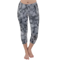 Soft Gray Stone Pattern Texture Design Capri Winter Leggings 