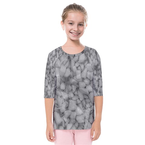 Soft Gray Stone Pattern Texture Design Kids  Quarter Sleeve Raglan Tee by dflcprintsclothing