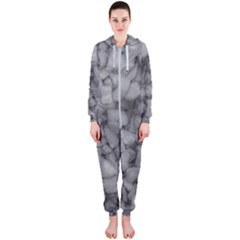 Soft Gray Stone Pattern Texture Design Hooded Jumpsuit (ladies) 