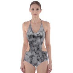 Soft Gray Stone Pattern Texture Design Cut-out One Piece Swimsuit by dflcprintsclothing