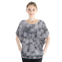 Soft Gray Stone Pattern Texture Design Batwing Chiffon Blouse