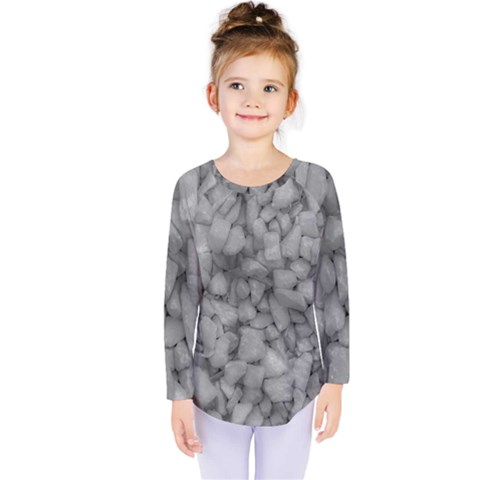 Soft Gray Stone Pattern Texture Design Kids  Long Sleeve Tee by dflcprintsclothing