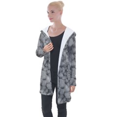 Soft Gray Stone Pattern Texture Design Longline Hooded Cardigan by dflcprintsclothing