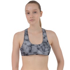 Soft Gray Stone Pattern Texture Design Criss Cross Racerback Sports Bra by dflcprintsclothing