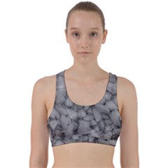 Soft Gray Stone Pattern Texture Design Back Weave Sports Bra by dflcprintsclothing