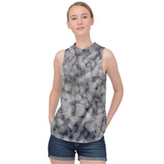 Soft Gray Stone Pattern Texture Design High Neck Satin Top by dflcprintsclothing