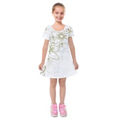 Flowers Background Leaf Leaves Kids  Short Sleeve Velvet Dress by Mariart