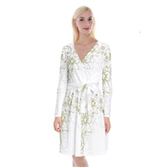 Flowers Background Leaf Leaves Long Sleeve Velvet Front Wrap Dress by Mariart