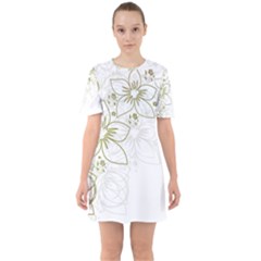 Flowers Background Leaf Leaves Sixties Short Sleeve Mini Dress by Mariart