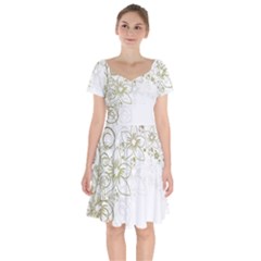 Flowers Background Leaf Leaves Short Sleeve Bardot Dress by Mariart