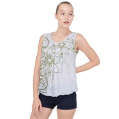 Flowers Background Leaf Leaves Bubble Hem Chiffon Tank Top