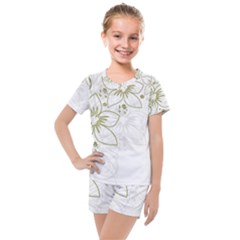 Flowers Background Leaf Leaves Kids  Mesh Tee And Shorts Set