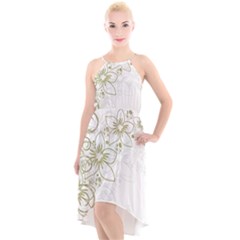 Flowers Background Leaf Leaves High-low Halter Chiffon Dress  by Mariart