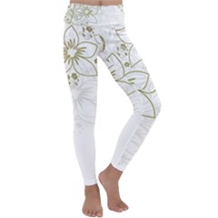 Flowers Background Leaf Leaves Kids  Lightweight Velour Classic Yoga Leggings by Mariart