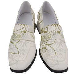 Flowers Background Leaf Leaves Women s Chunky Heel Loafers