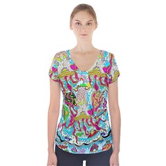 Supersonic Octopus Short Sleeve Front Detail Top by chellerayartisans