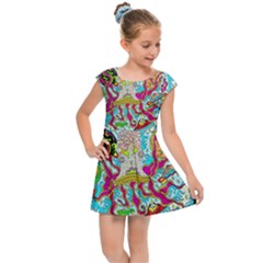 Supersonic Octopus Kids  Cap Sleeve Dress