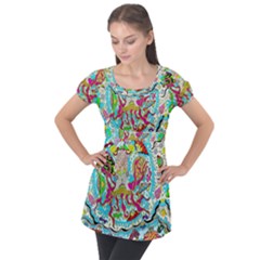 Supersonic Octopus Puff Sleeve Tunic Top by chellerayartisans