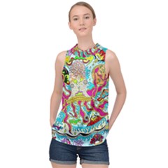 Supersonic Octopus High Neck Satin Top