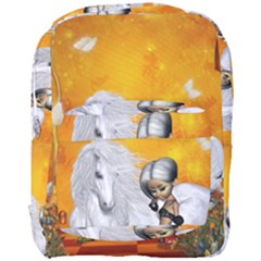 Wonderful Unicorn With Fairy Full Print Backpack by FantasyWorld7