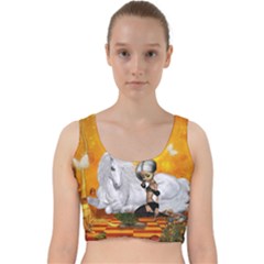 Wonderful Unicorn With Fairy Velvet Racer Back Crop Top by FantasyWorld7