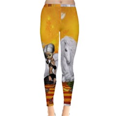 Wonderful Unicorn With Fairy Inside Out Leggings by FantasyWorld7