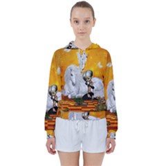 Wonderful Unicorn With Fairy Women s Tie Up Sweat by FantasyWorld7