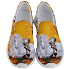 Wonderful Unicorn With Fairy Men s Lightweight Slip Ons by FantasyWorld7