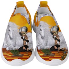 Wonderful Unicorn With Fairy Kids  Slip On Sneakers by FantasyWorld7