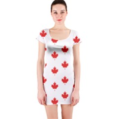 Maple Leaf Canada Emblem Country Short Sleeve Bodycon Dress by Mariart