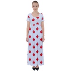 Maple Leaf Canada Emblem Country High Waist Short Sleeve Maxi Dress