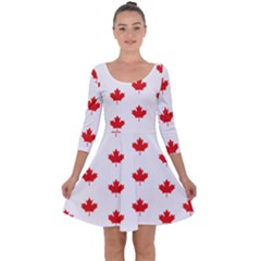 Maple Leaf Canada Emblem Country Quarter Sleeve Skater Dress by Mariart