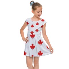 Maple Leaf Canada Emblem Country Kids  Cap Sleeve Dress