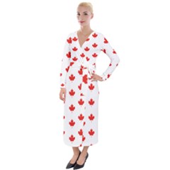 Maple Leaf Canada Emblem Country Velvet Maxi Wrap Dress by Mariart