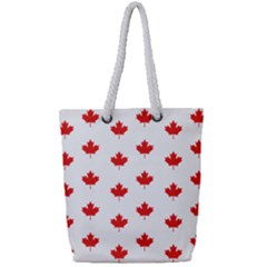 Maple Leaf Canada Emblem Country Full Print Rope Handle Tote (small) by Mariart