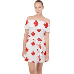 Maple Leaf Canada Emblem Country Off Shoulder Chiffon Dress