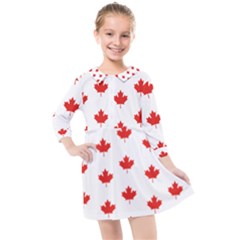 Maple Leaf Canada Emblem Country Kids  Quarter Sleeve Shirt Dress