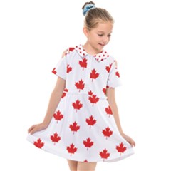 Maple Leaf Canada Emblem Country Kids  Short Sleeve Shirt Dress