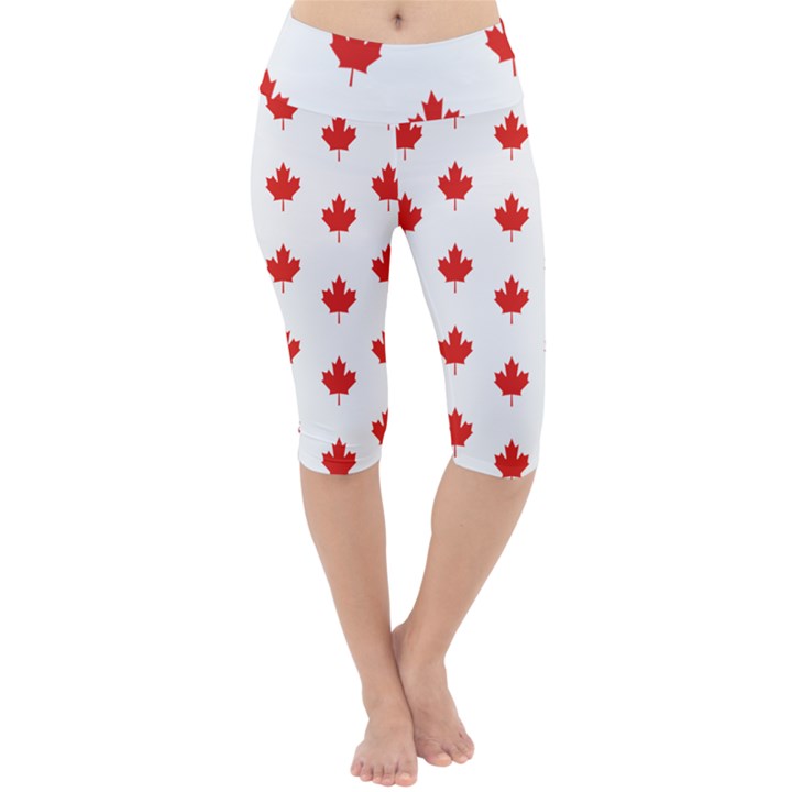 Maple Leaf Canada Emblem Country Lightweight Velour Cropped Yoga Leggings