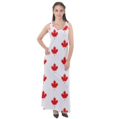 Maple Leaf Canada Emblem Country Sleeveless Velour Maxi Dress