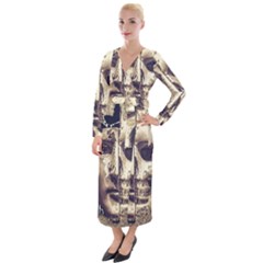 Creepy Photo Collage Artwork Velvet Maxi Wrap Dress