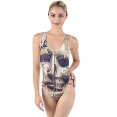 Creepy Photo Collage Artwork High Leg Strappy Swimsuit by dflcprintsclothing